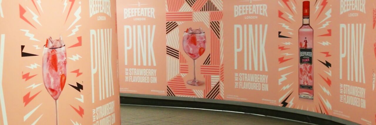 Beef pink gin wall installation