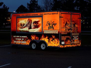 Illuminated flame graphics in a night time scene