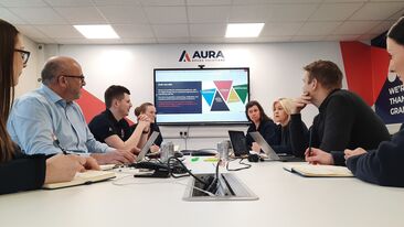 Aura Brand Solutions Team Meeting in Stoke Office