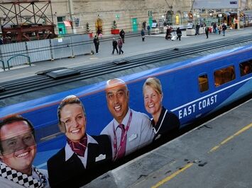 East Coast staff photographs implemented on the side of their train