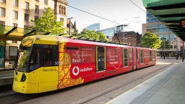 Vodafone tram wrap in use
