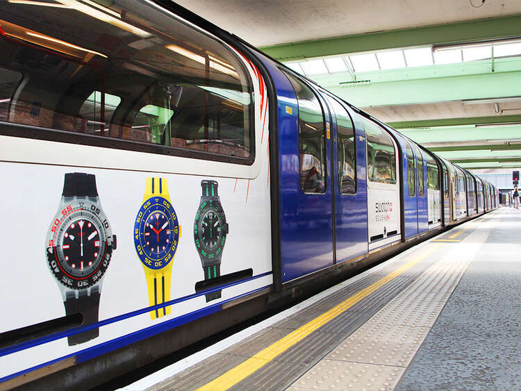 Graphic wrap on Tube for Swatch watch advertising campaign