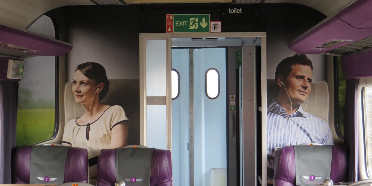 Hard-wearing printed laminate graphics inside Grand Central trains carriage