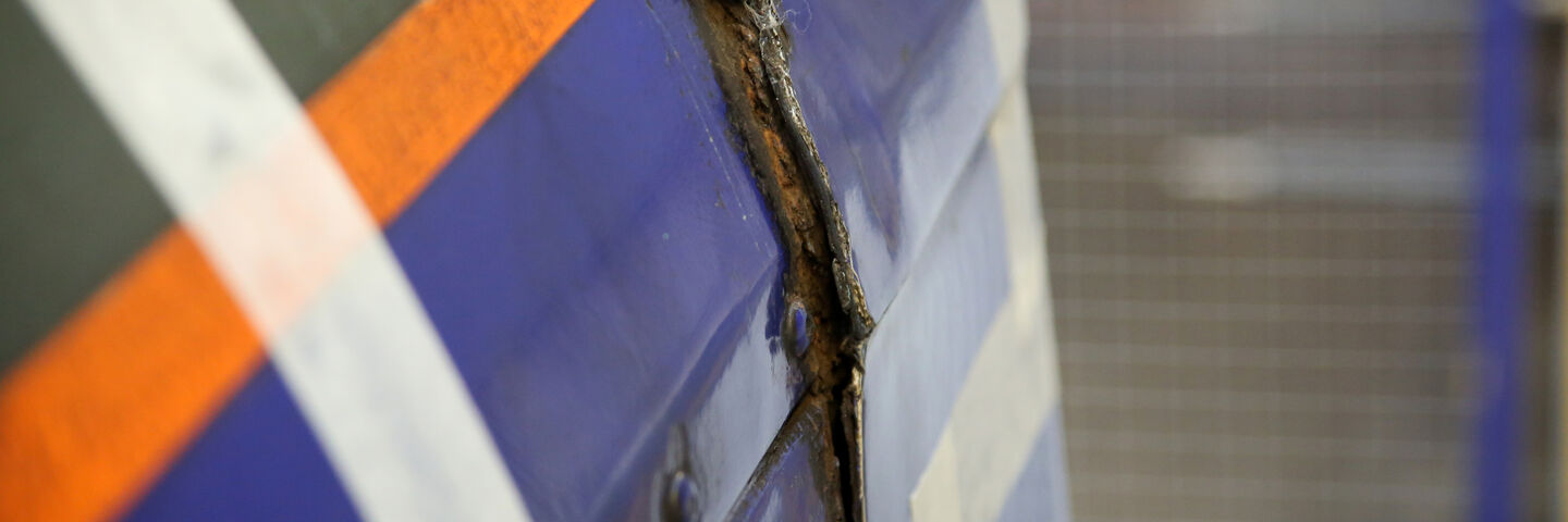 Crack in train outer body