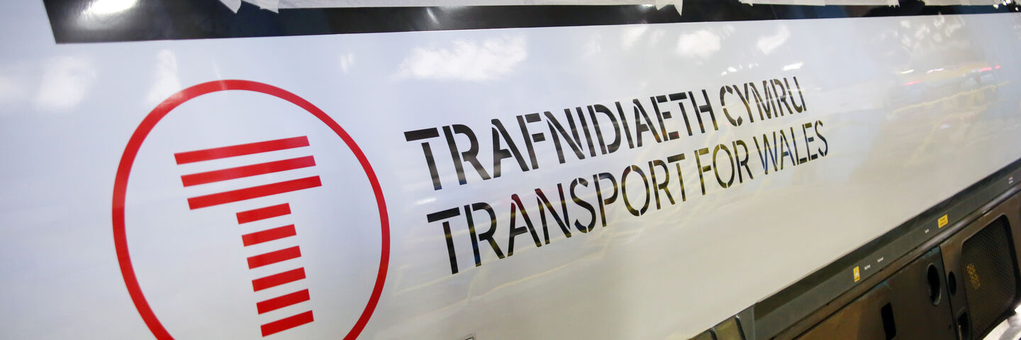 Close up of TfW logo on side of train class 175 arriva 175003