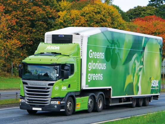 Iconic Green Trailer & Cab Wrap for ASDA on the road