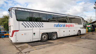 National Express coach with fresh branding