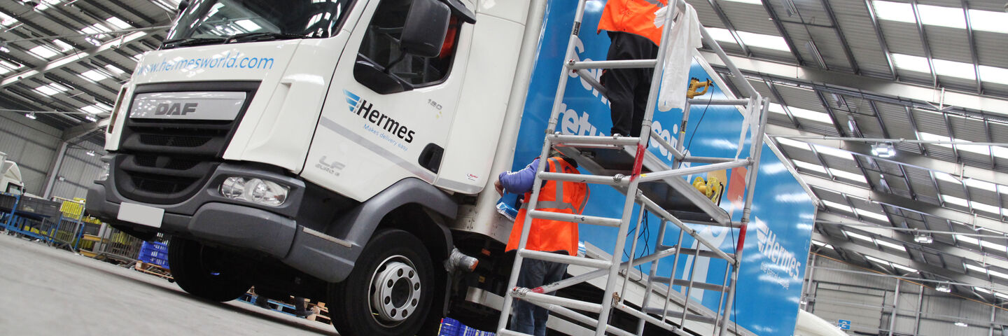 Hermes truck livery installation