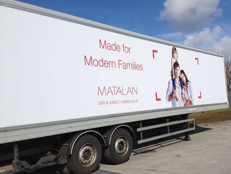 Traxx vehicle advertising system used for Matalan truck campaign