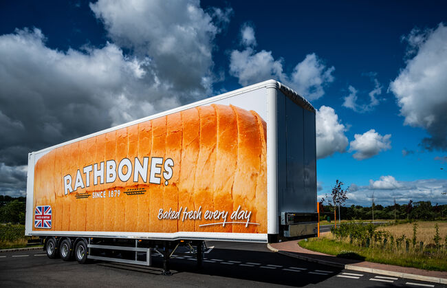 Morrisons Rathbones trailer with bread graphics