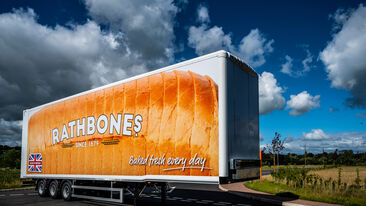 Morrisons Rathbones trailer with bread graphics