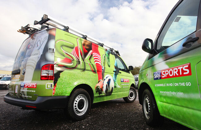 High quality printed wraps on Sky vans