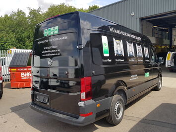 Rear view of black Tevo livery for Modul Systems