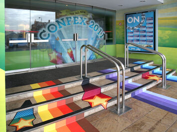 Event dressing for Confex 2011 at Earls Court, London using removable self-adhesive printed graphics
