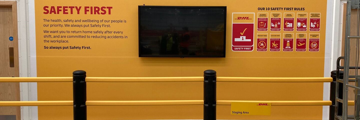 DHL branding and interactive digital signage