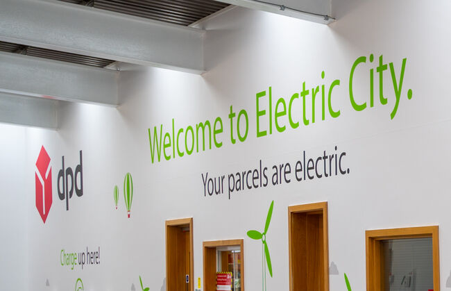 DPD Westminster all electric depot office wall graphics