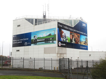 Eurotunnel Tower Large-Scale Building Wrap with Promotional Graphics