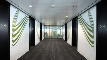 HSBC wall graphics hallway offices