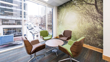 Graphics installed on wall in HSBC offices