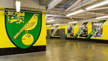 large scale stadium install wall wraps Norwich City FC