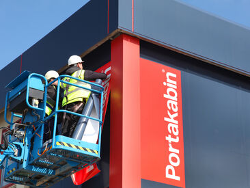 Portakabin Brandsburton Building Wrap using self-adhesive prints and painting services