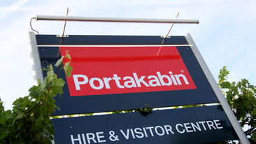 External sign outside Portakabin hire and visitor centre