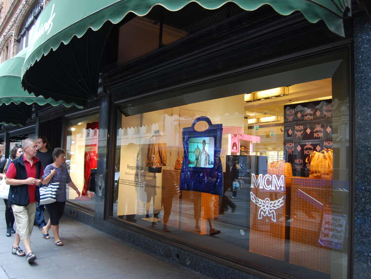 MCM luxury goods campaign at Harrods using rear-projection window films