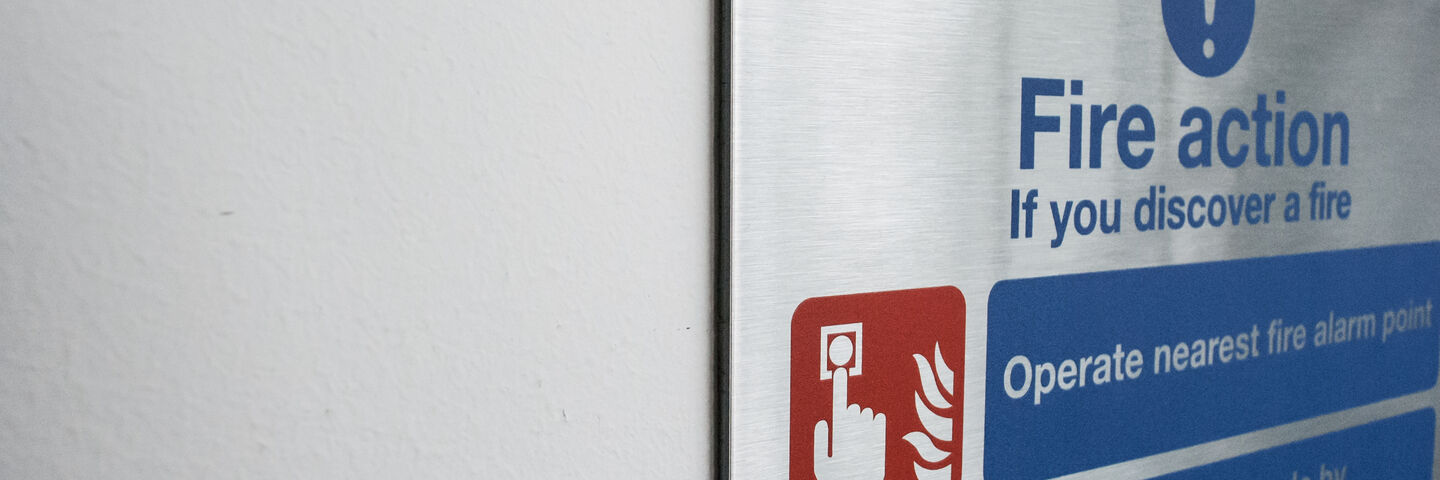 Chrome Wall Mounted Fire Action Notice Sign