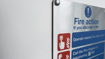 Chrome Wall Mounted Fire Action Notice Sign