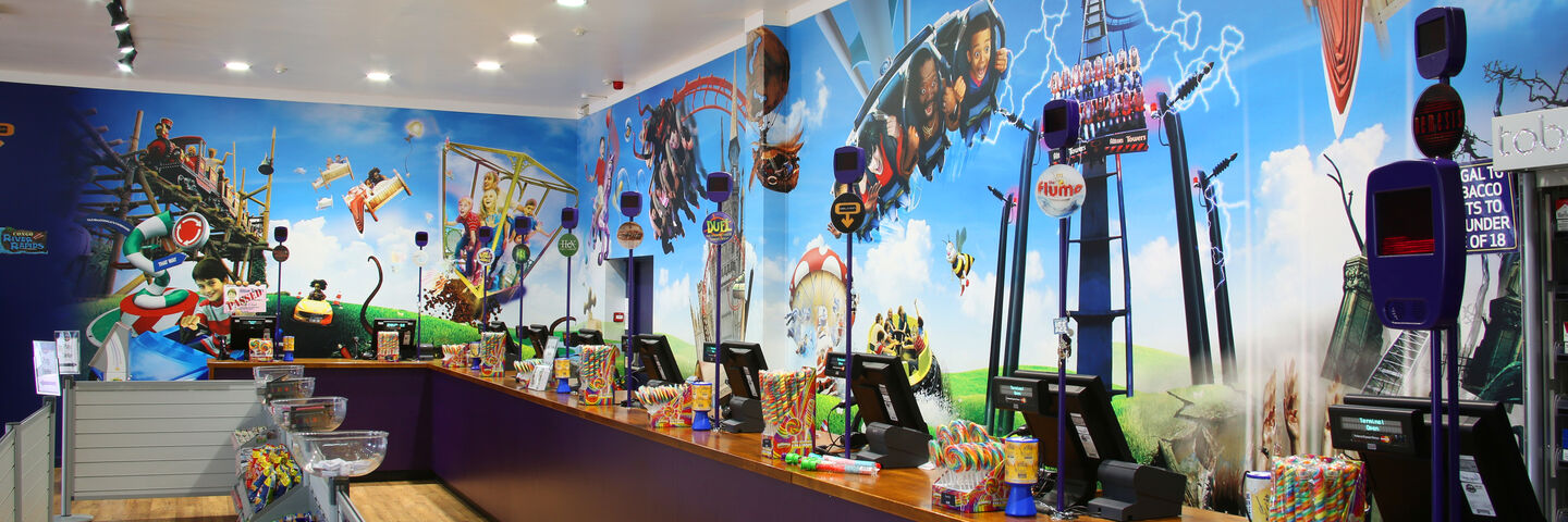 Alton Towers Wall Wrap using printed graphics for retail store branding